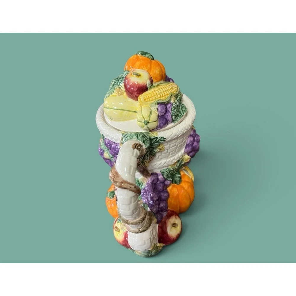 Fitz & Floyd Omnibus Harvest Bounty Cornucopia Ceramic 1993 Teapot Tea Pot 30 OZ